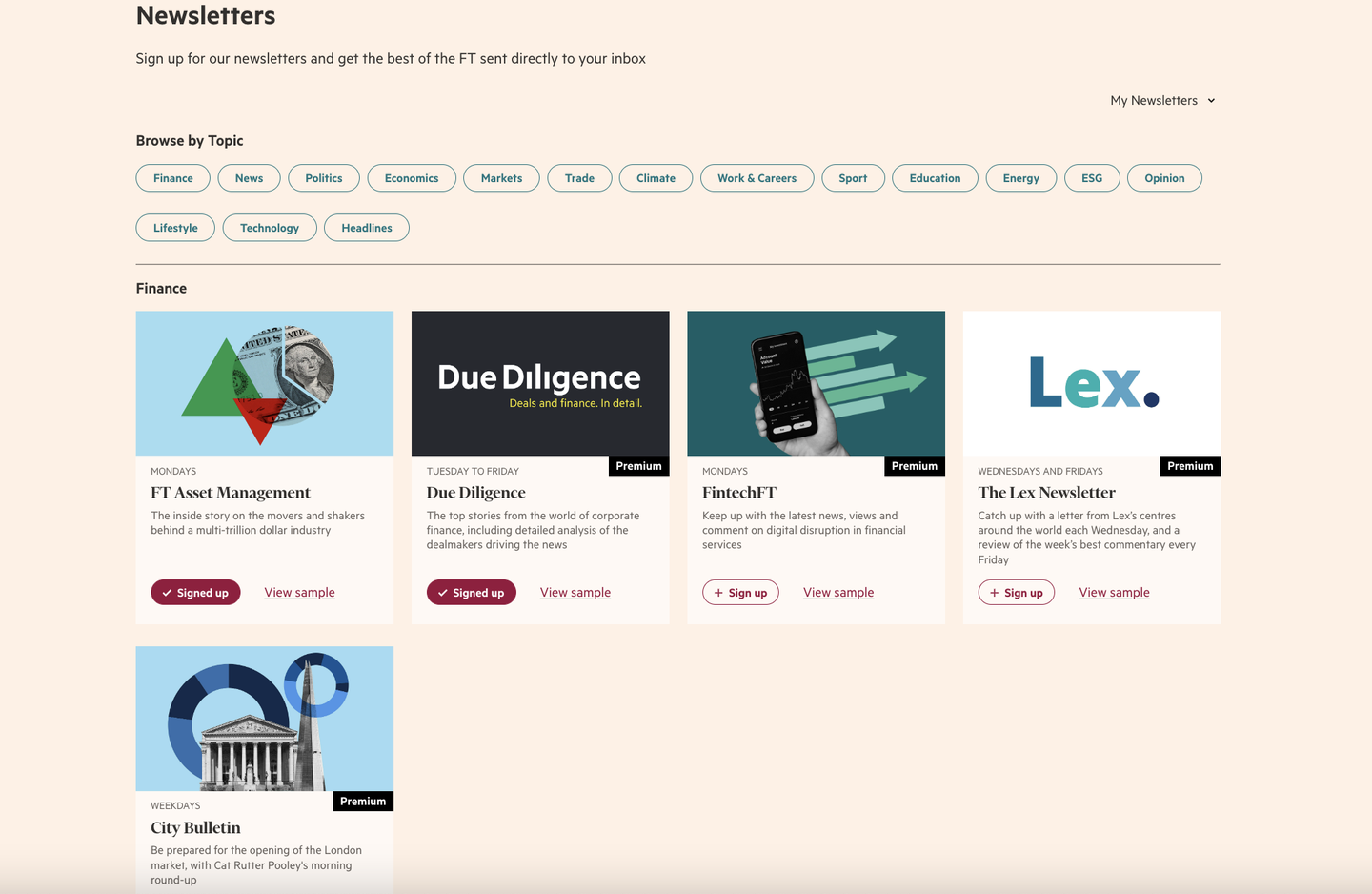 FT newsletters