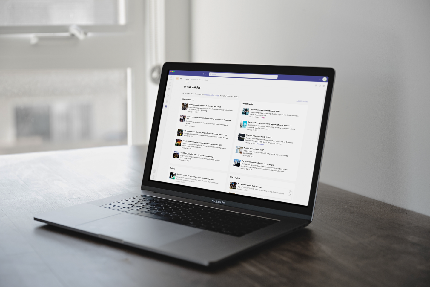 FT app for Microsoft Teams