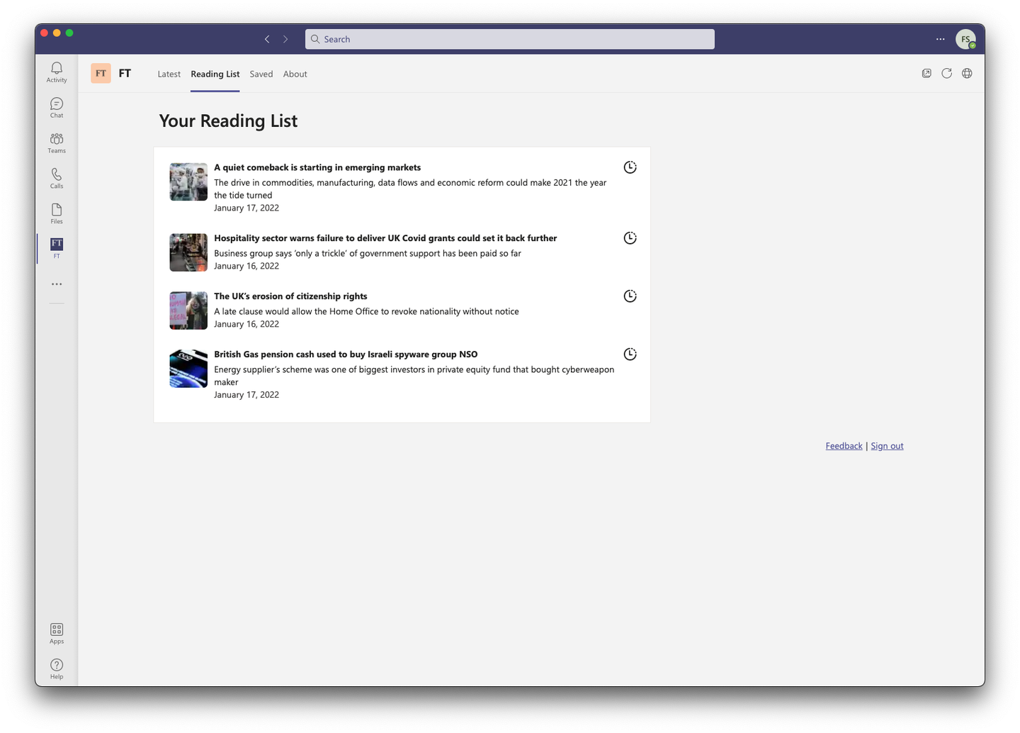 Financial Times Teams App
