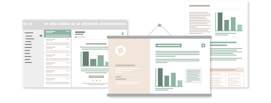 Emails, brochures, reports and presentations