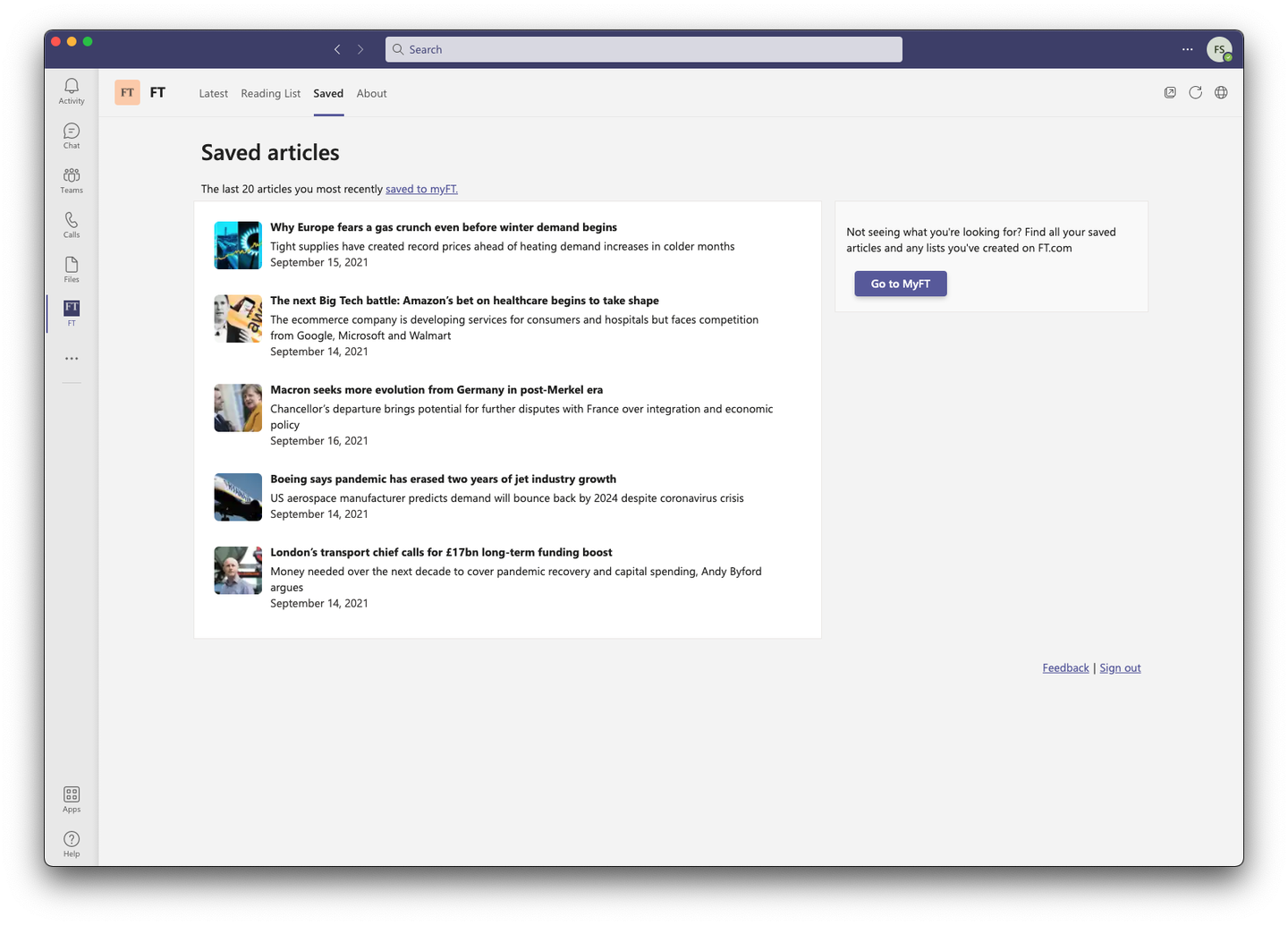 Financial Times Teams App