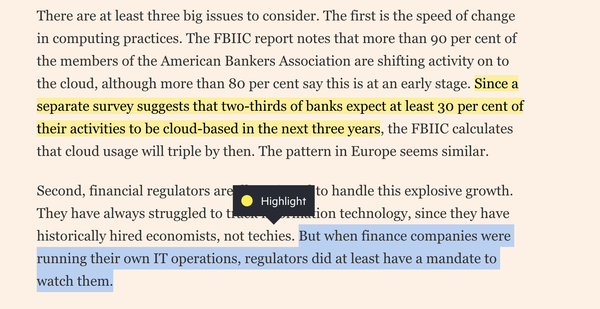 Highlighting an FT article