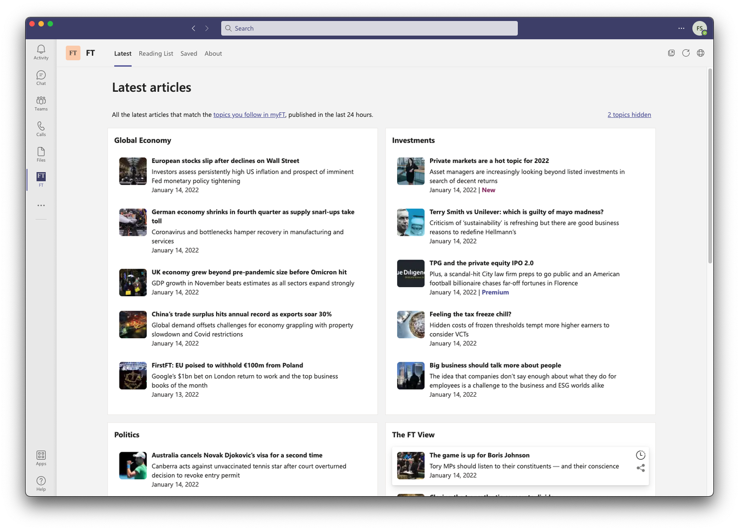 Financial Times Teams App